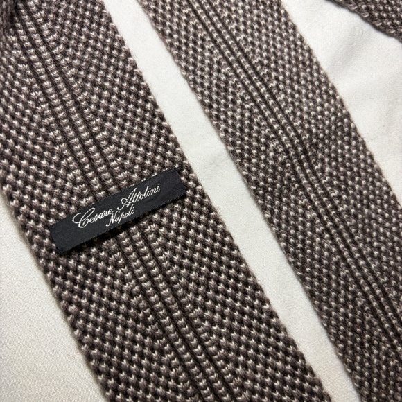 Cesare Attolini Napoli Cashmere/Wool Flat End Tie Grenadine Weave Made in Italy - Picture 3 of 8